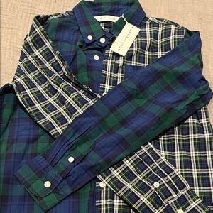 Janie and Jack Blue and Green Plaid Button Down Shirt